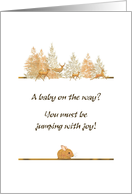Expecting a Baby Deers in the Woods Cute Bunny Congratulations card