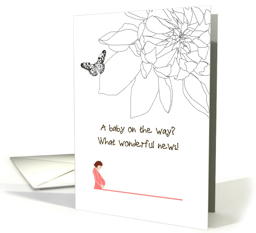 Expecting a Baby Dahlia and Butterfly Lady Holding her Tummy card