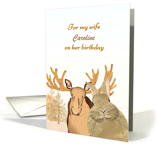 Birthday Wishes for Wife Moose and Wild Rabbit card (1566594)