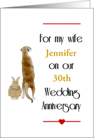 Custom Wedding Anniversary for Wife Cute Rabbit and Meerkat card