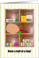 Pickleball Birthday Shelving Unit like Outline of Pickleball Court card