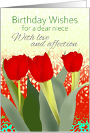 Birthday for Niece Pretty Deep Red Tulips card