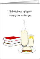 Thinking of You Away at College Lemonade Sandwich and Books card
