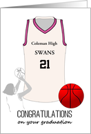 High School Graduate Custom Jersey Lady Playing Basketball card