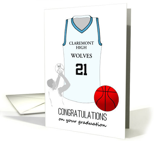 High School Graduate Custom Jersey Man Playing Basketball card