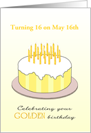 Golden Birthday Turning 16 on the 16th Custom Month card