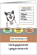 Re-entering Workforce after Long Absence Dog Food Testing Cartoon card
