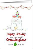 Granddaughter Birthday Cute Cat with Cupcake Custom Age card