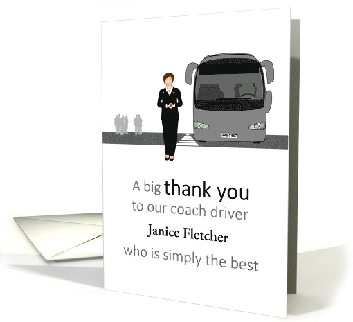 Thank You Female Coach Driver Coach and Passengers Custom card