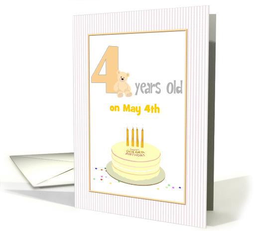 Golden Birthday 4 Years Old on the 4th Custom Month card (1570266)