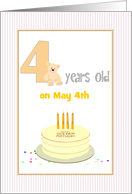 Golden Birthday 4 Years Old on the 4th Custom Month card