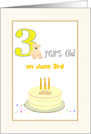 Golden Birthday 3 Years Old on the 3rd Custom Month card