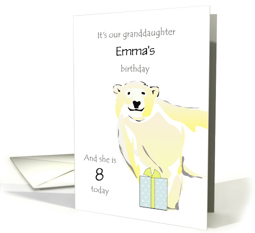 Young Granddaughter's Birthday Cute Polar Bear and Present Custom card