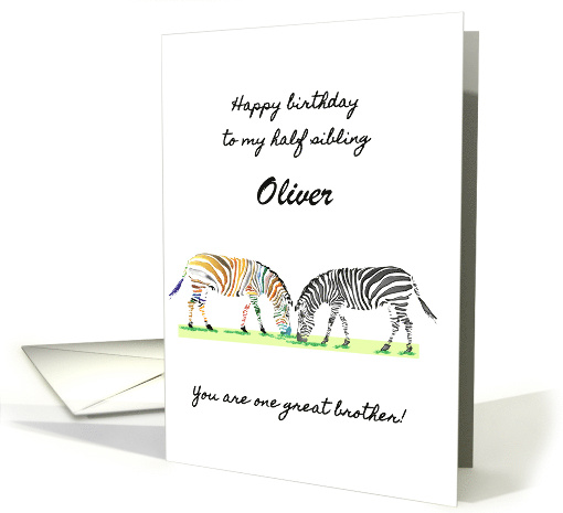 Half Brother's Birthday Two Different Colored Zebras Grazing card