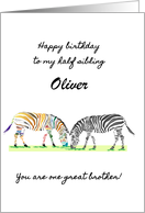 Half Brother’s Birthday Two Different Colored Zebras Grazing card