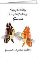 Half Sister’s Birthday Two Different Colored Fish Swimming Together card