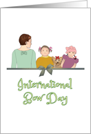 International Bow Day, Lady Kids and Pet Dog Wearing Bows card