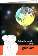 Thinking of You at Space Camp Children Looking at Moon and Space card