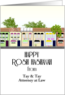 Custom Rosh Hashanah Greetings from Company Cute Buildings on Street card