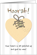Laced Up Heart Patched Up and Good as New Heart Surgery card