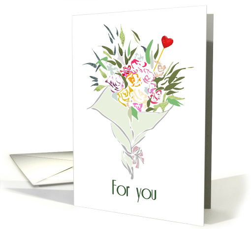 Beautiful Bouquet of Flowers with Red Heart Birthday card (1578062)