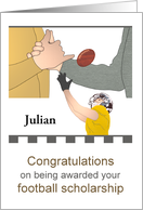 Awarded Football Scholarship Locking Hands Playing Football Custom card