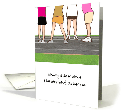 Good Luck for Niece on Your Run Girls in Running Shoes Custom card