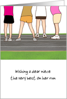 Good Luck for Niece on Your Run Girls in Running Shoes Custom card