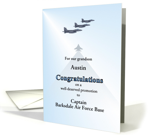 Grandson Promotion in Air Force Custom Name Rank and Base card