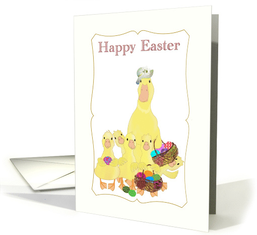 Mommy Duck and Ducklings with Baskets of Easter Eggs card (1579774)