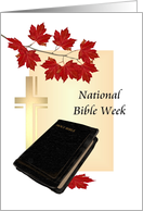National Bible Week Bible Cross And Fall Foliage card