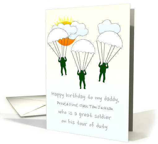 Birthday for Daddy in Army Toy Soldiers and Parachutes Custom card