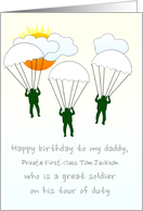 Birthday for Daddy in Army Toy Soldiers and Parachutes Custom card