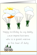 Birthday for Daddy Who is a Marine Toy Marine and Parachutes Custom card