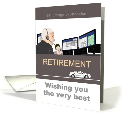 911 Emergency Dispatcher Retirement Dispatch Team at Work card