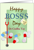 Boss’s Day for Doctor Stethoscope And Medication Custom card