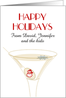 Happy Holidays Snowflake Floating in Martini Santa Olive card