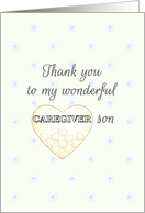 Thank You Caregiver Son Heart in Soft Yellow Wash card