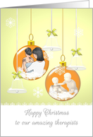 Images Of Therapists And Patients On Glass Baubles Christmas card