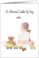 National Cuddle Up Day Baby Cuddling Pet Cat card