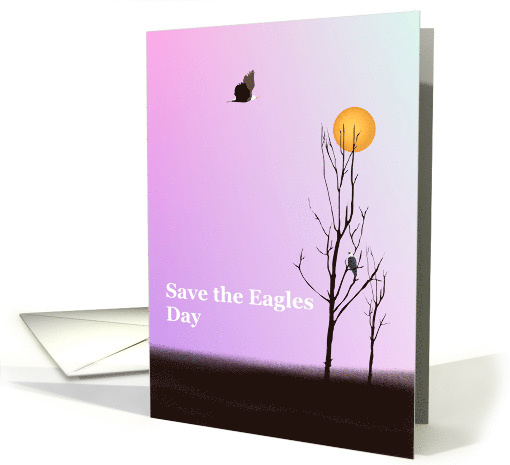 Save the Eagles Day Landscape Sketch with Eagle in Flight card
