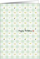 Floral Icons on Soft Green Gingham Checks Birthday for Niece in Law card