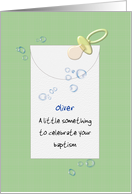 Baptism Money Gift Enclosed Pacifier Water Droplets on Gift Envelope card