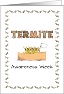 Termite Awareness Week Cartoon Termites Holding White Flag card