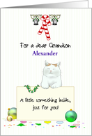 Christmas Money Gift for Young Grandson Cute Cat Holding Note card