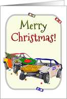 Christmas Stock Car Racing Theme Colorful Cars with Christmas Motifs card