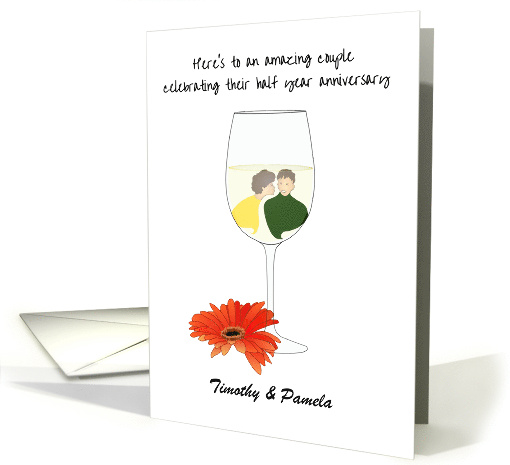 Custom Half Year Wedding Anniversary Wife Giving Husband a Kiss card