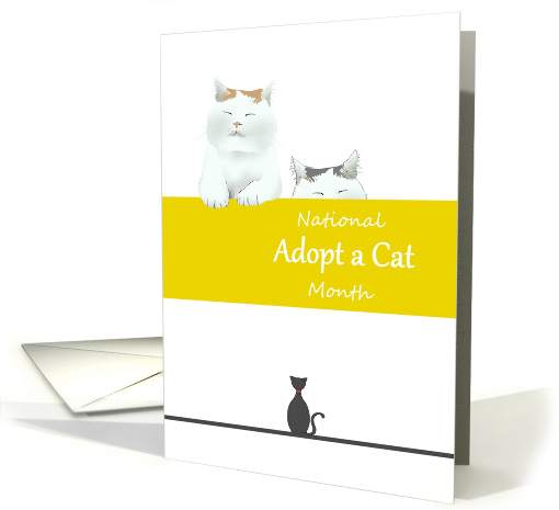 National Adopt a Cat Month Cartoon Cats card (1592766)