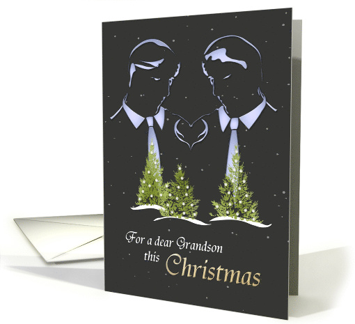 Christrmas for Gay Grandson Profile of Couple Firs Lights... (1592828)