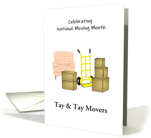 National Moving Month Sack Truck Chair and Boxes Custom card (1593880)